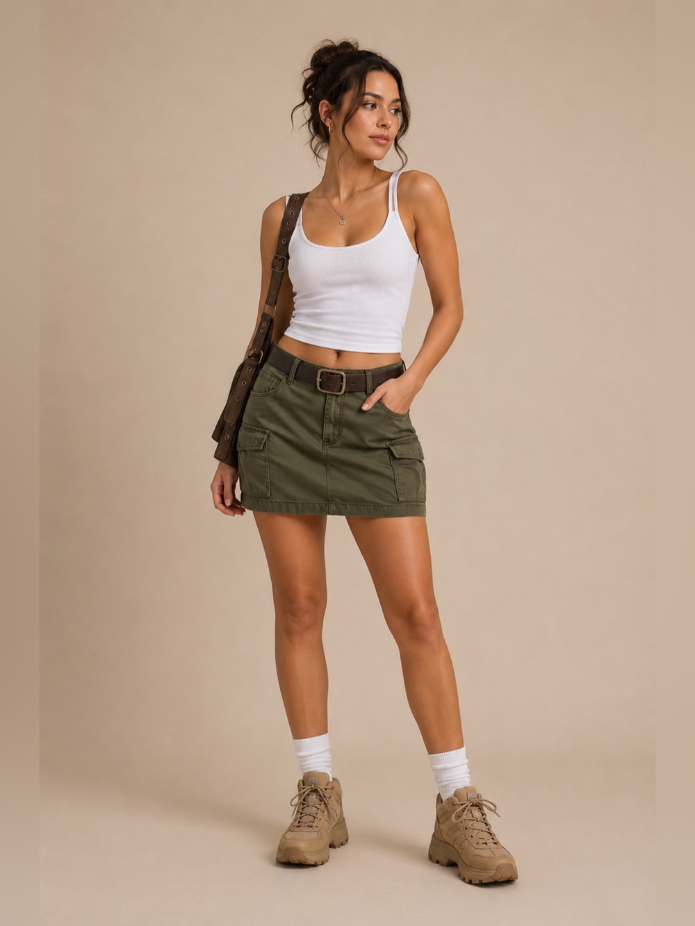 Levi's 94 Cargo Skirt 30 Olive Green Mini Utility Pockets‎